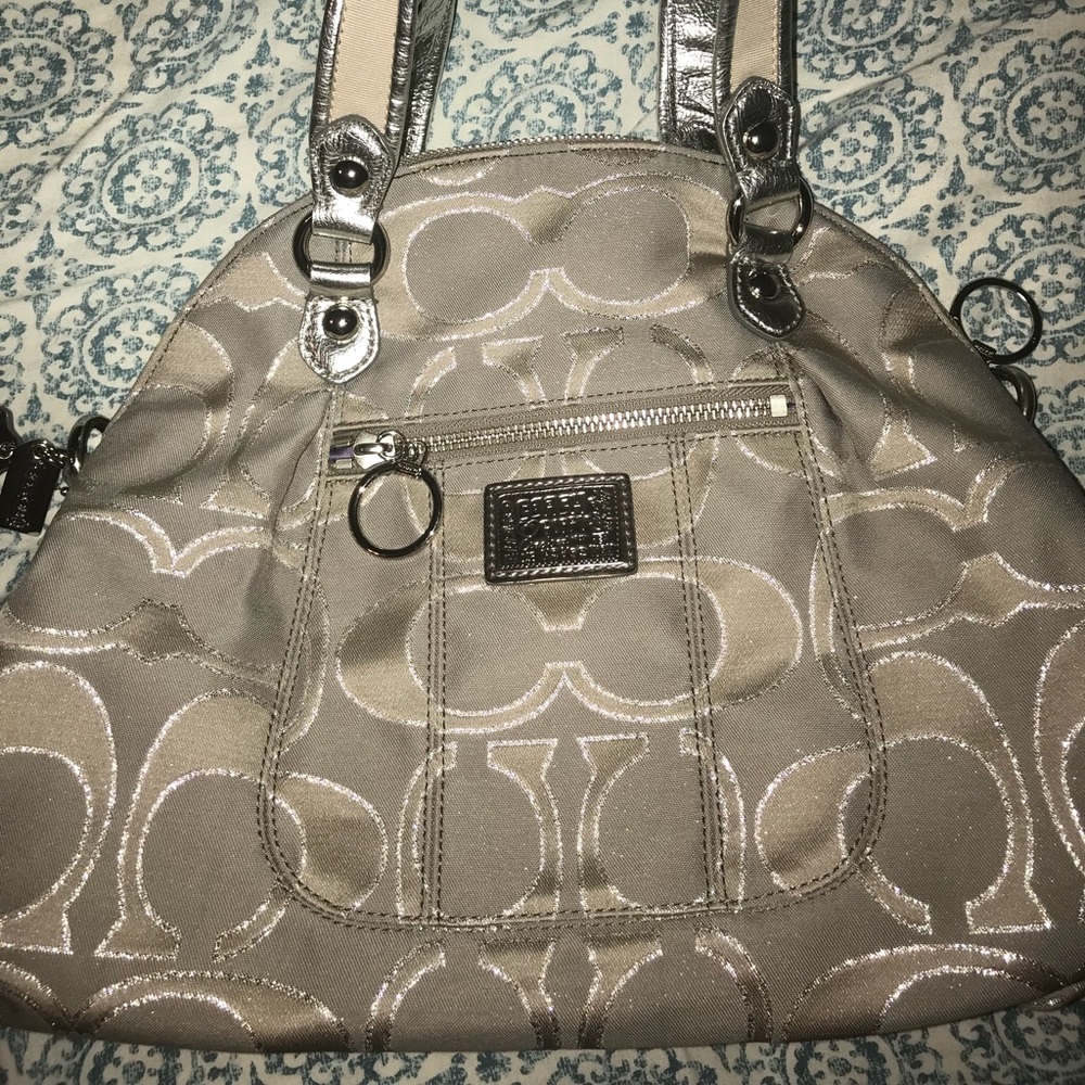 Coach Poppy sparkly purse with adjustable strap